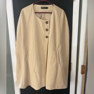 Allegra K Beige Cape Coat